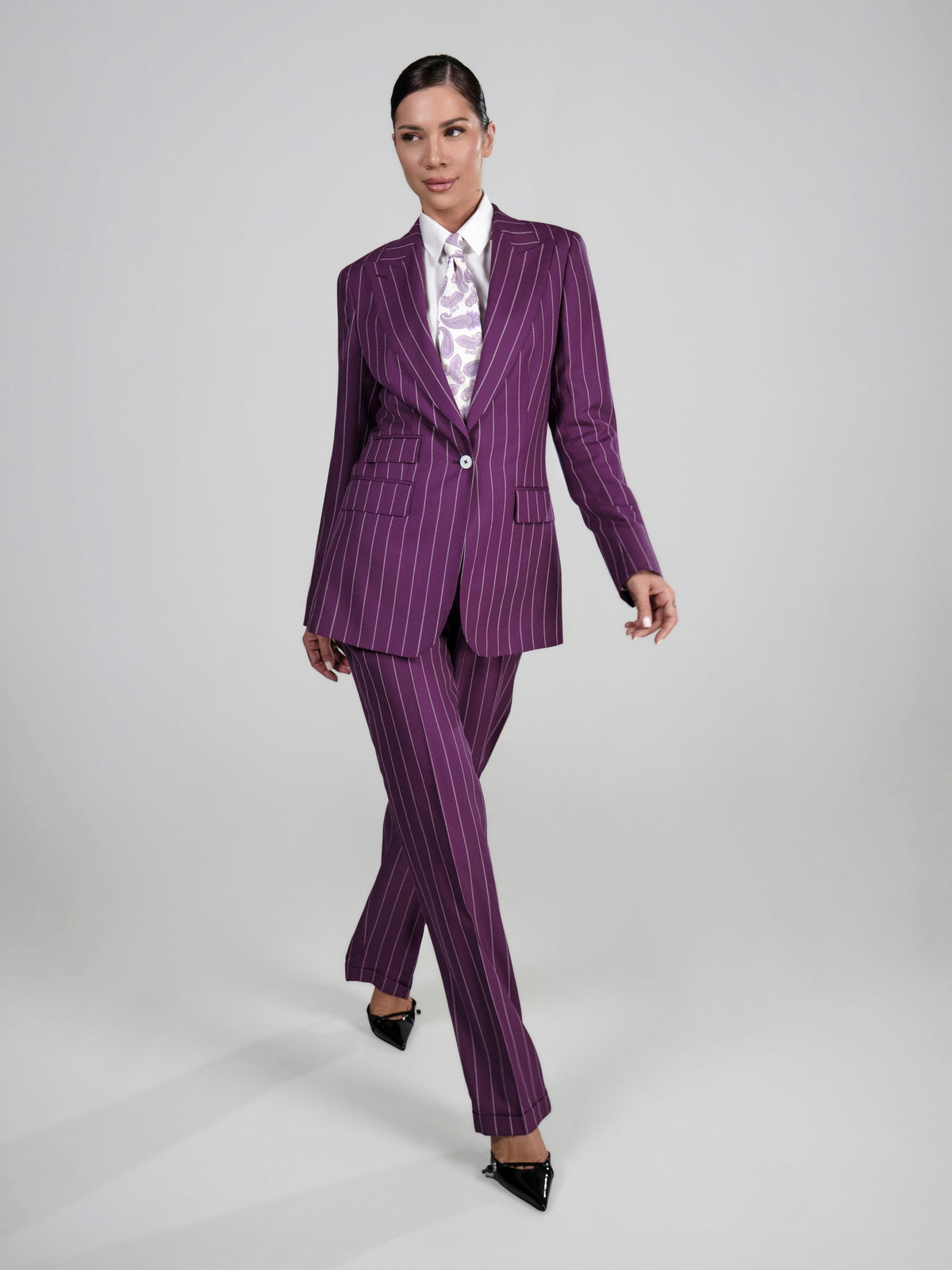 Imperial Amethyst Pinstripe Suit