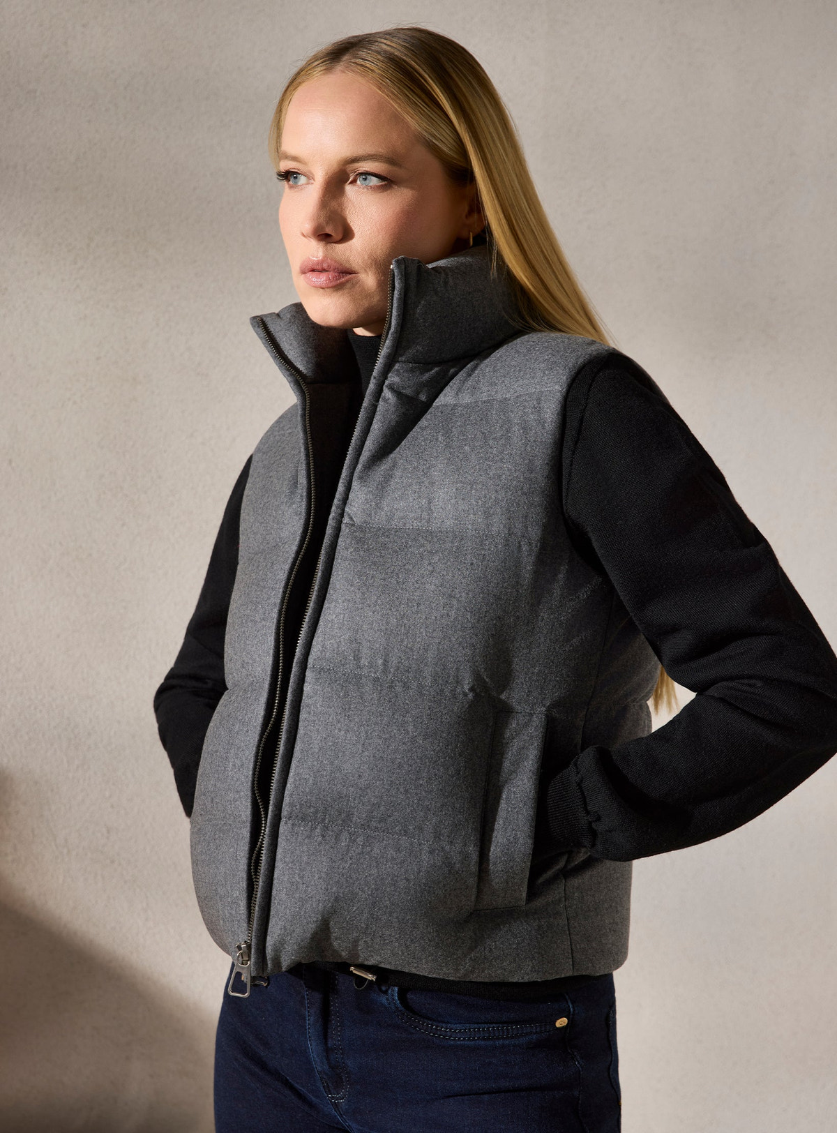 Vestă damă Eliza din flanel de lână cu puf — imagine 4