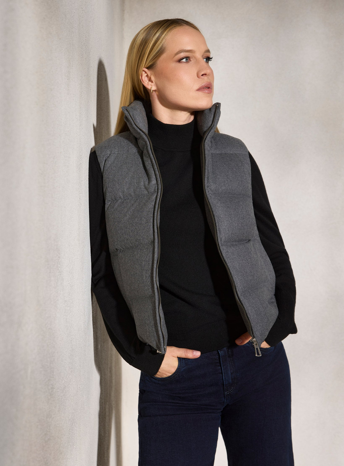Vestă damă Eliza din flanel de lână cu puf — imagine 2