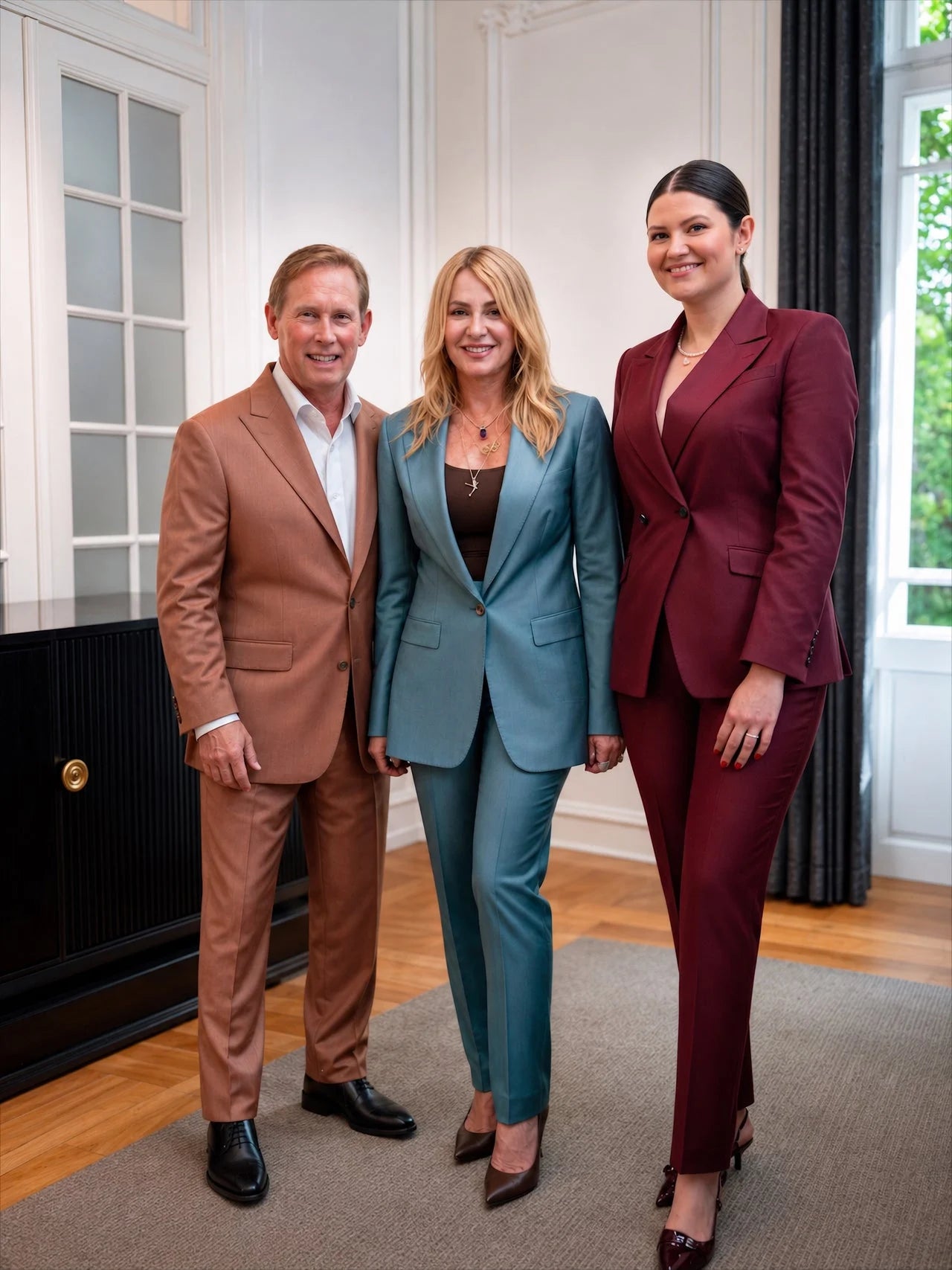 Nadia Comăneci and Bart Conner with the consultant in the Consiglieri showroom